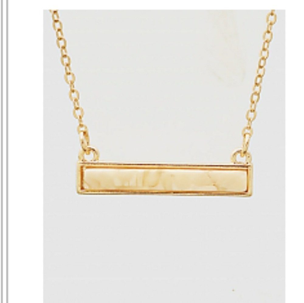 Womens Mother of Pearl Druzy Bar Necklace
